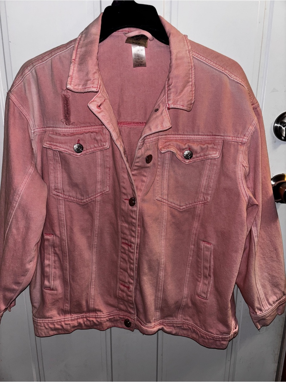 Vocal Large Pink Denim Jacket w/Button Front(viscose-cotton) ptp25 Length26